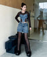 Splicing Mesh Denim